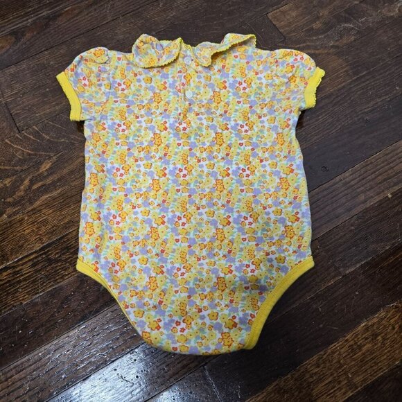 Vintage 80s 90s Baby Girl Yellow Floral One Piece Bodysuit 18 Months - Picture 2 of 8